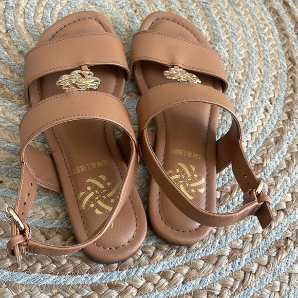 Sam and Libby slingback flats with padded soul and gold accents. - Picture 2 of 7